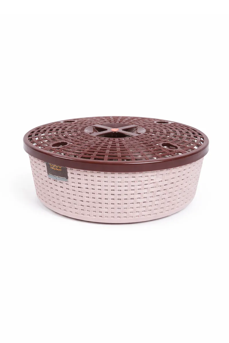 Nakoda Plastic Round Basket with Lid - 32 x 11 Cm
