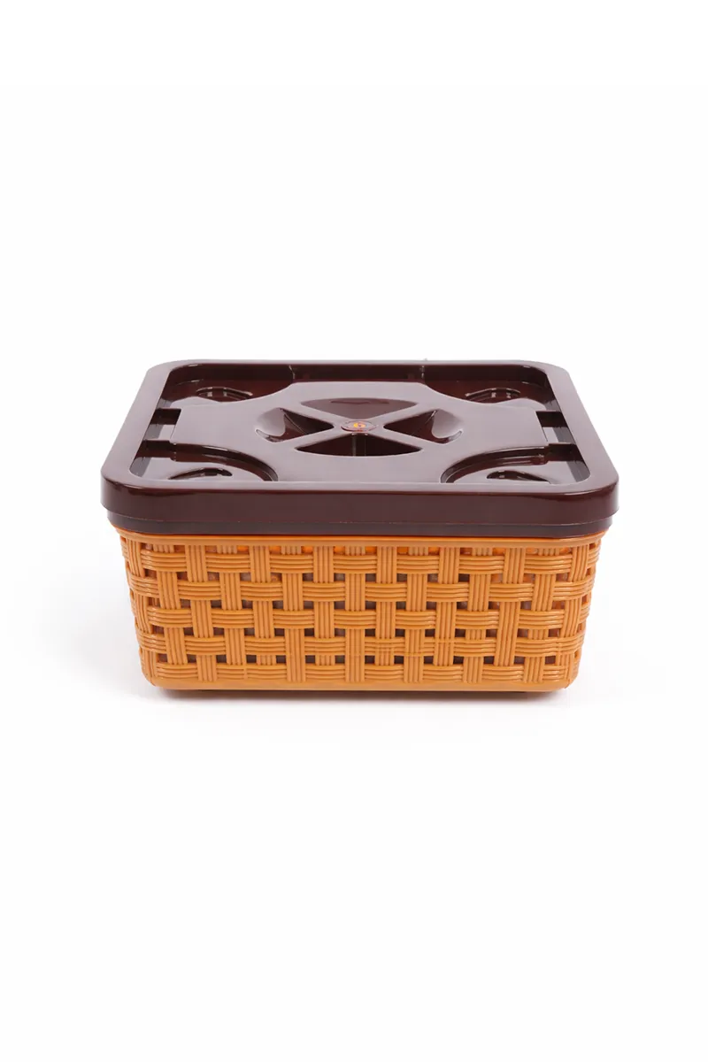 Nakoda Plastic Square Basket with Lid - 13 x 6 Cm
