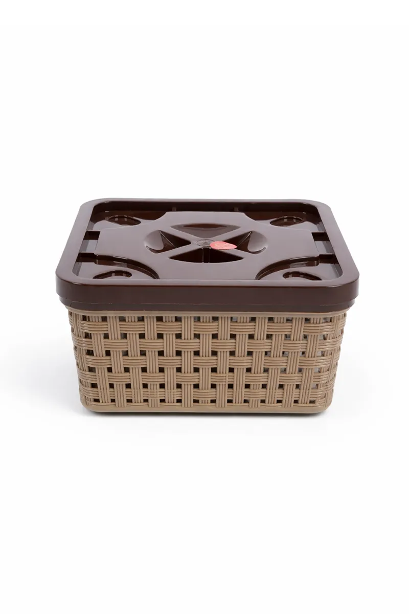 Nakoda Plastic Square Basket with Lid - 13 x 6 Cm