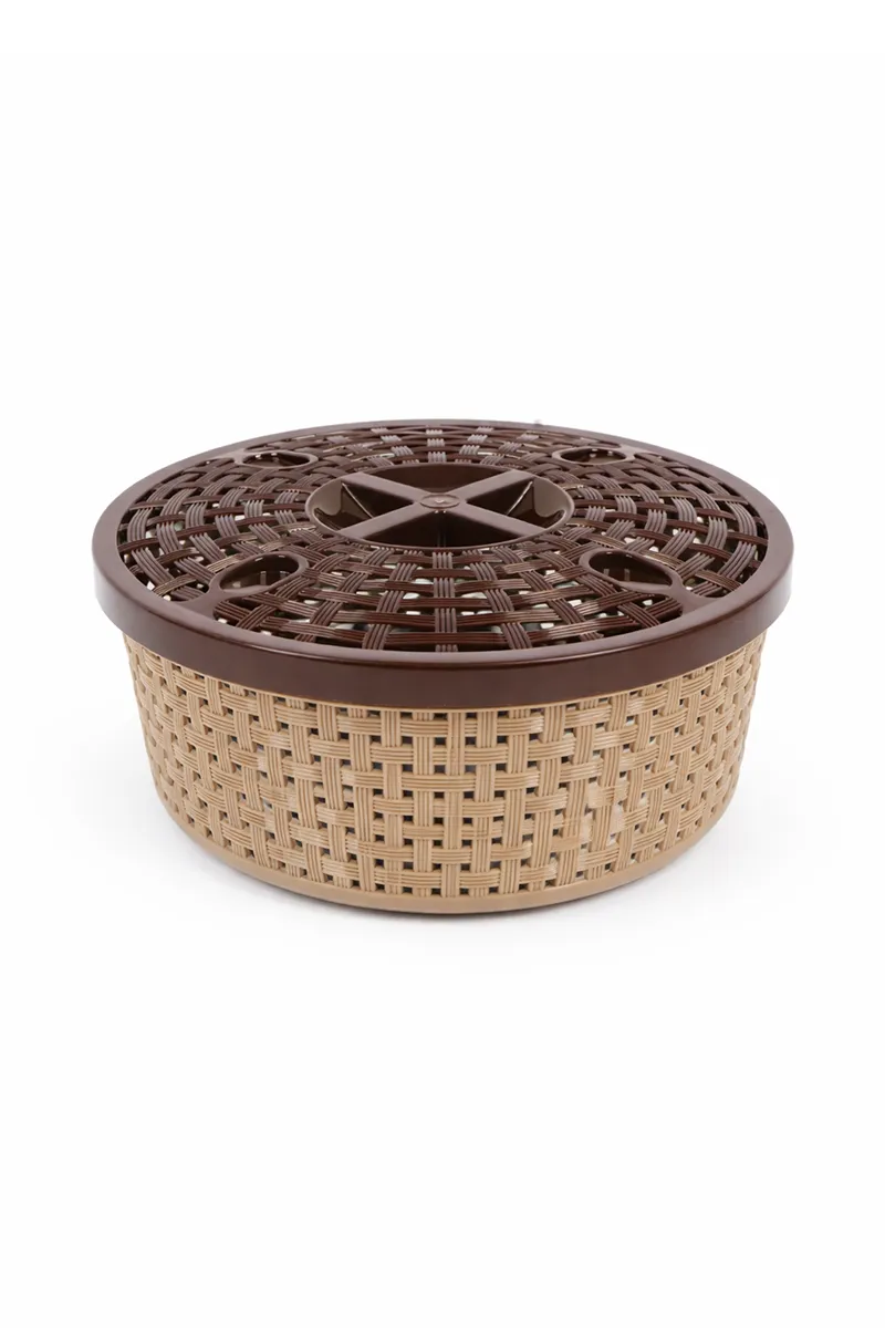 Nakoda Plastic Round Basket with Lid - 18 x 8 Cm