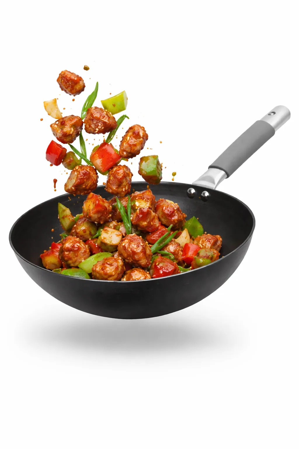 Bluevel 100% Pure Sheet Iron Multi Wok with Silicone Handle, 2000 ML / 24.5 Cm, Pre-Seasoned, Toxin-Free, Naturally Nonstick