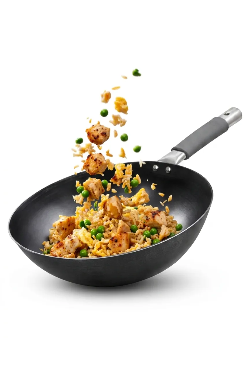 Bluevel 100% Pure Sheet Iron Multi Flat Wok with Silicone Handle, 1800 ML, 24.5 Cm, Pre-Seasoned, Toxin-Free, Naturally Nonstick, Induction