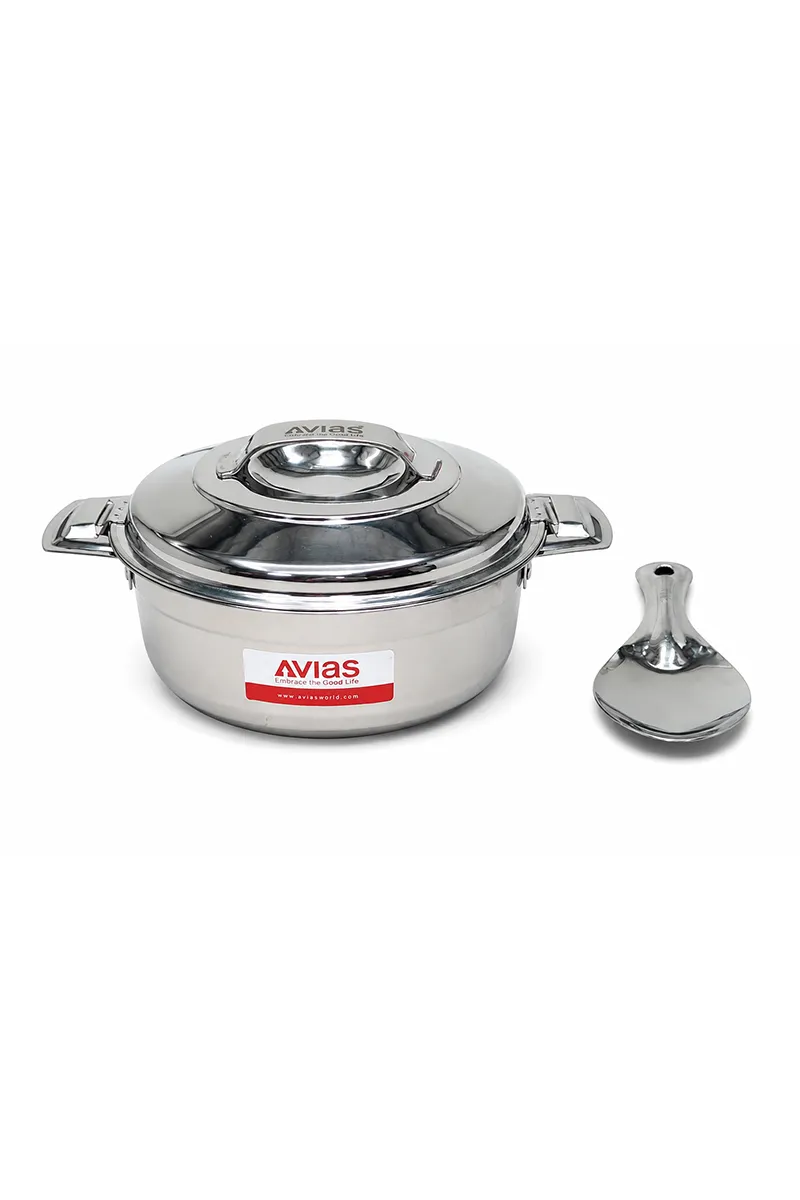 Avias India Astra Plus Stainless Steel Casserole with Ladle - 1000 ML