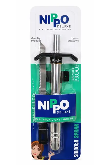 Stainless Steel Gas Lighter with Knife - Silver