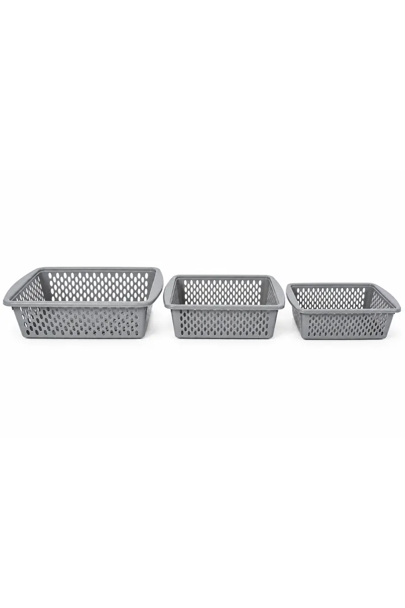 Plastic Mega Storage Basket Set - 3 Pcs