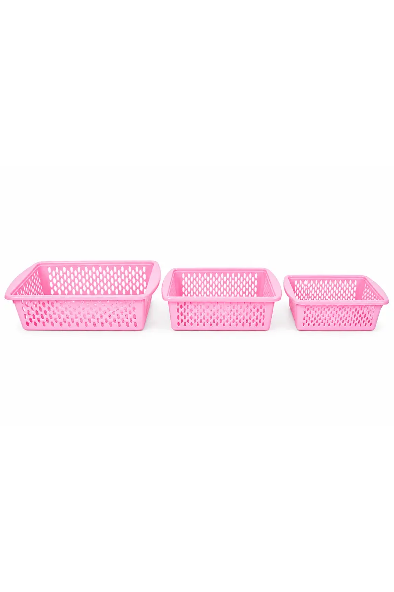 Plastic Mega Storage Basket Set - 3 Pcs