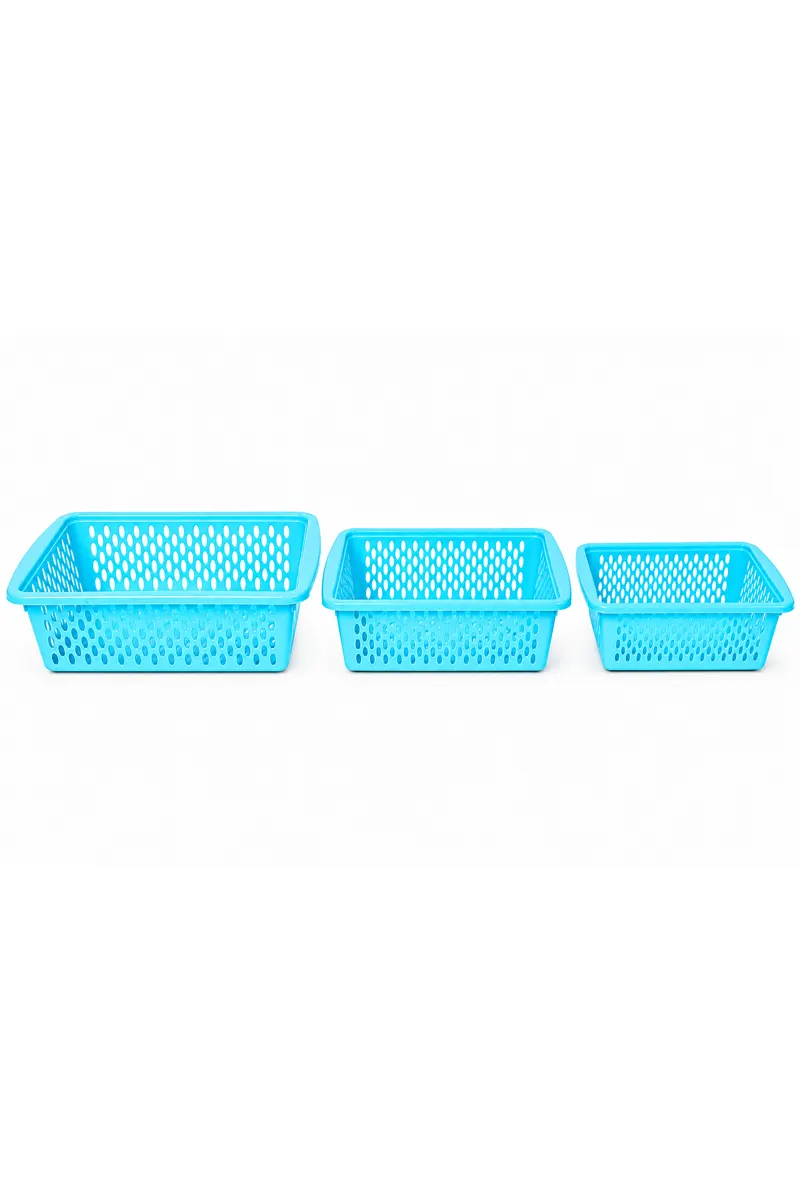 Plastic Mega Storage Basket Set - 3 Pcs