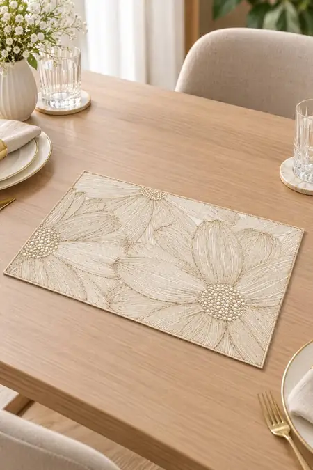 Netted Dining Table Mat - 44 x 29 Cm - Gold