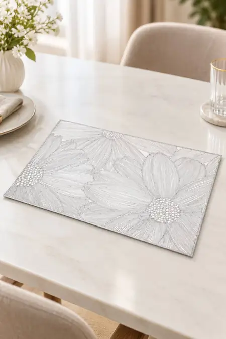 Netted Dining Table Mat - 44 x 29 Cm - Silver