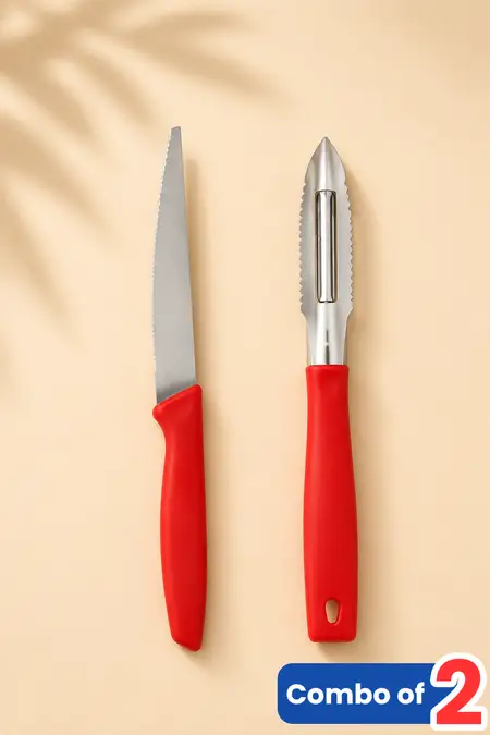Prabha Stainless Steel Peeler and Knife - Combo of 2