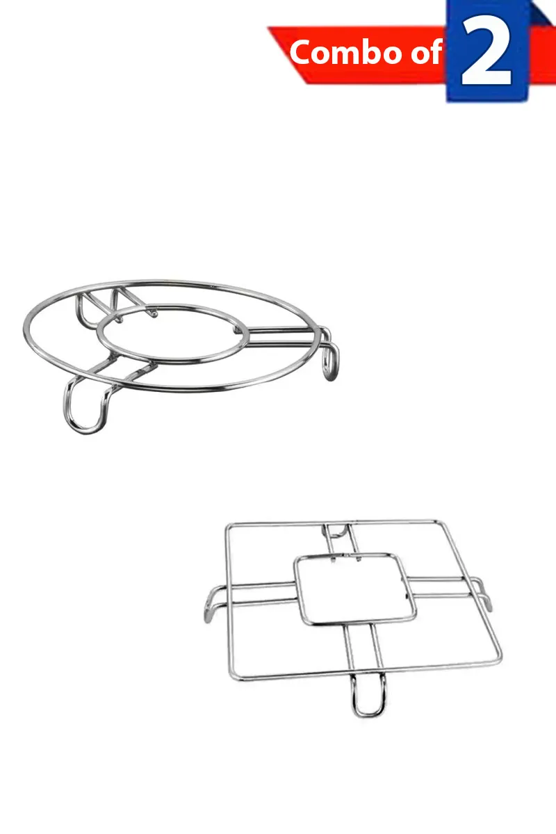 Kows Kitchen Stainless Steel Cooker Stand - Combo of 2