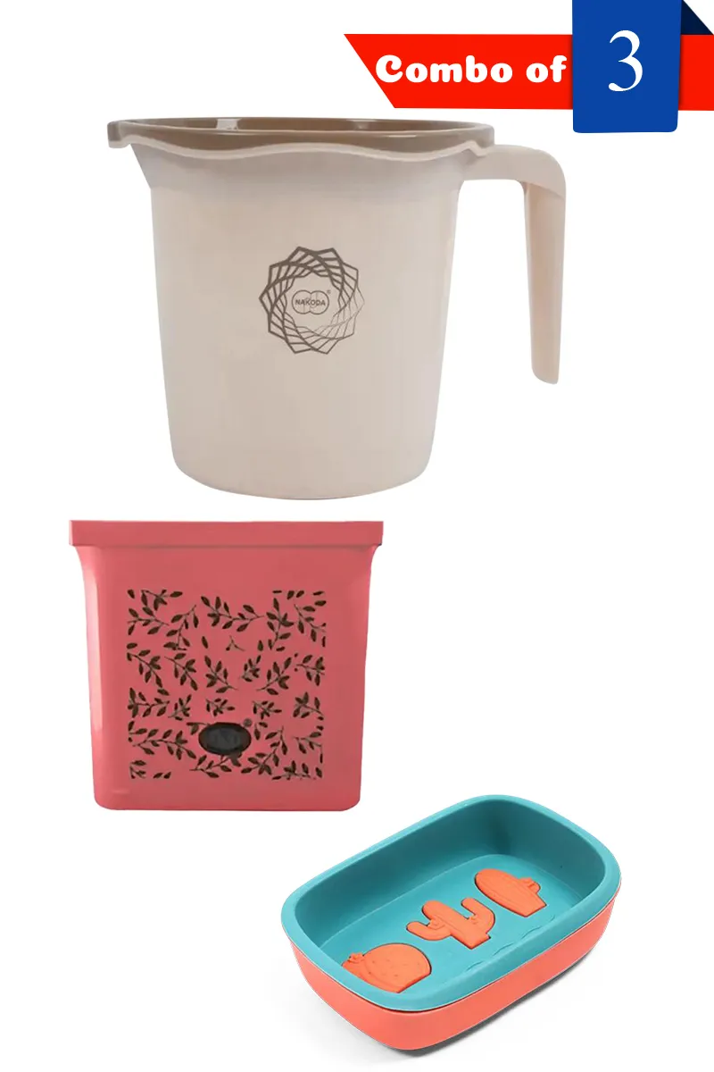 Soap Case, bathroom Mug & Multipurpose Stand - Combo of 3