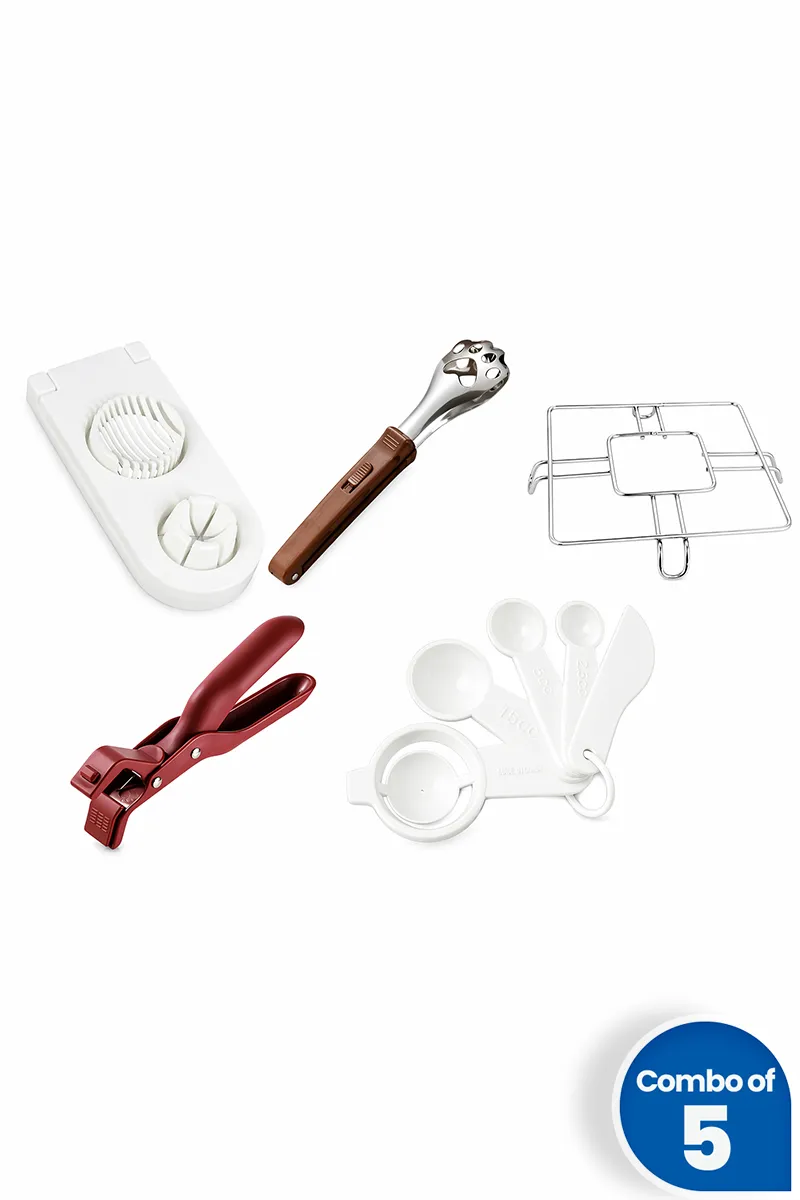 Stainless Steel & Plastic Kitchen Utility Set - Combo of 5