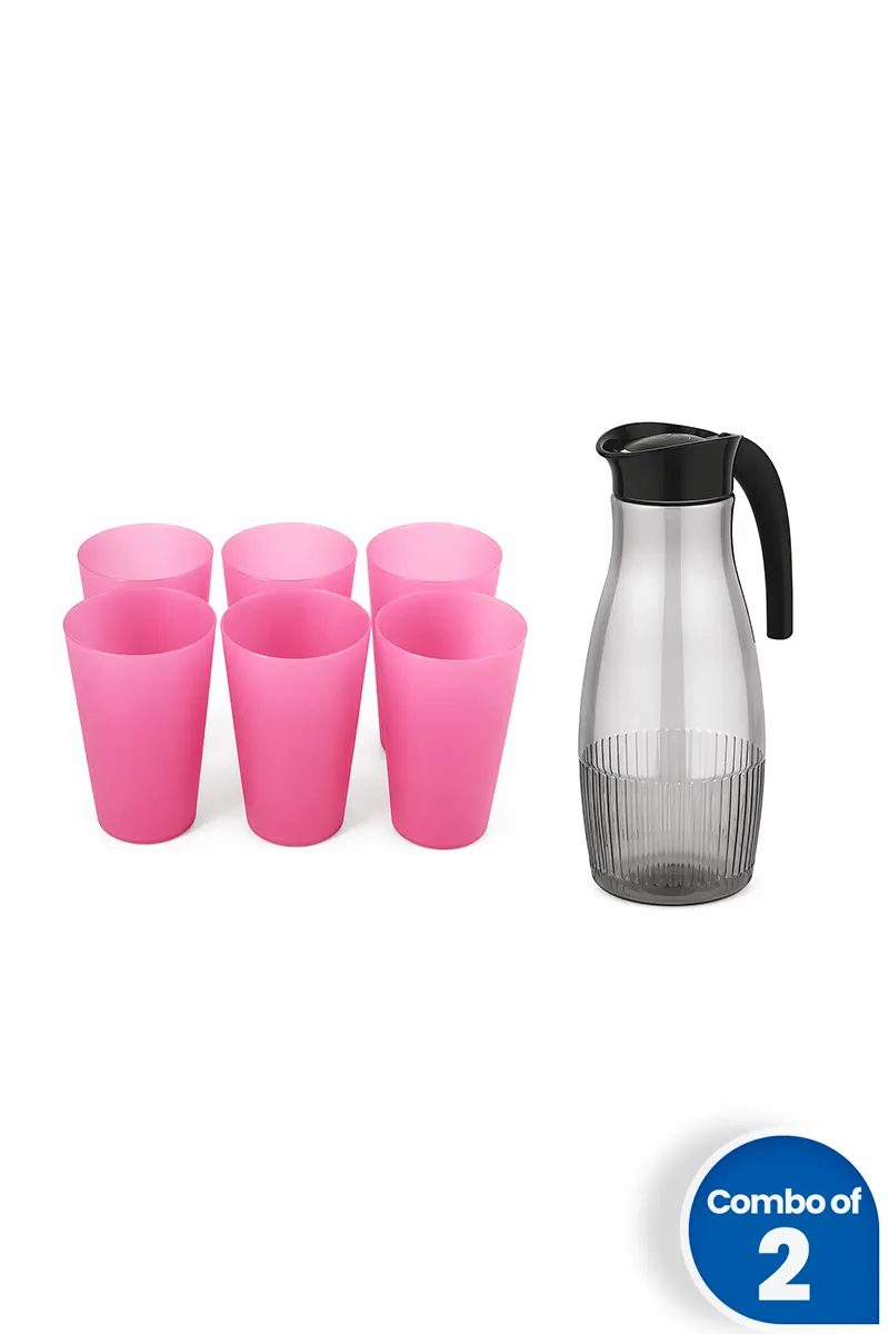 Plastic Water Jug & Mastercook Plastic Micro Glass Set - Combo of 2