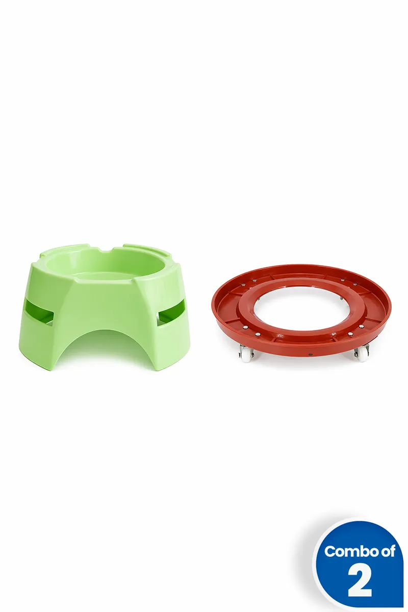 Plastic Gas Trolley & Multiuse Stand - Combo of 2