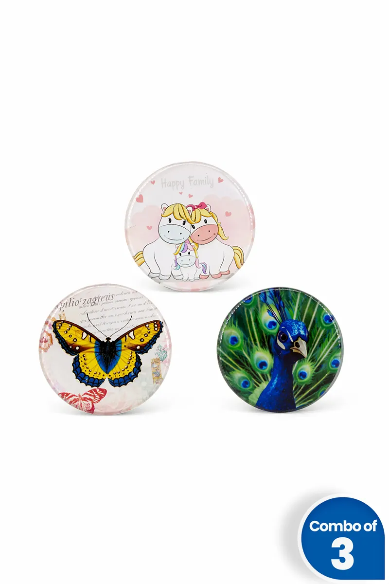 Plastic Printed Magnetic Fridge Sticker - Combo of 3