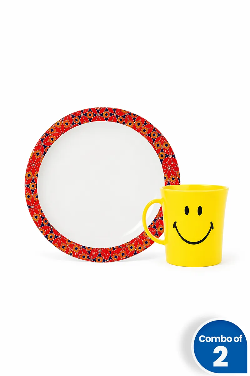Printed Plate with Coffee / Tea Mug - Combo of 2