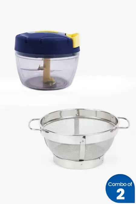 Plastic & Stainless Steel Chopper and Colander - Combo of 2