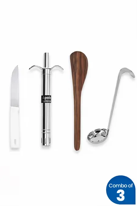 Oil Ladle, Spatula and Kitchen Lighter - Combo of 3