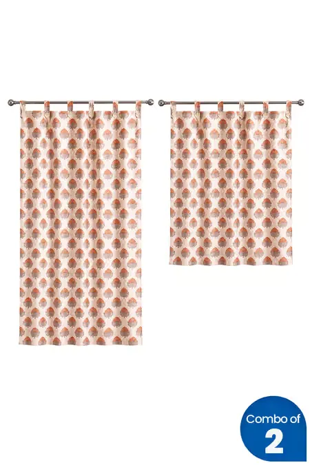 Kalai Cotton Polyster Door and Window Curtain - Combo of 2