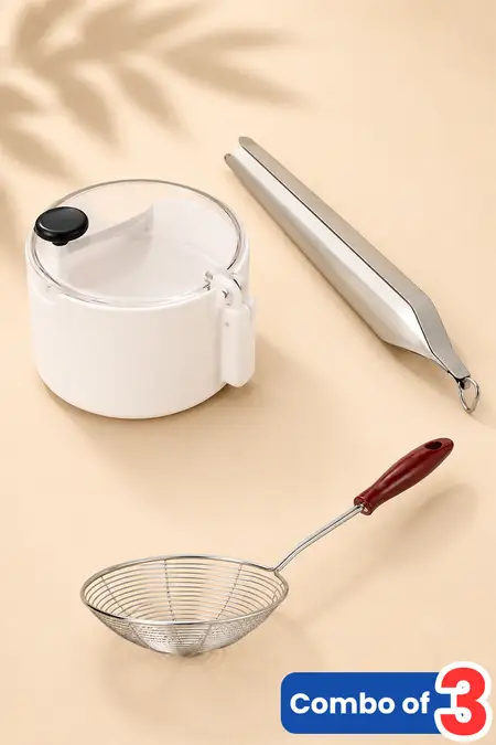 Atta Maker, Tong and Oil Strainer - Combo of 3