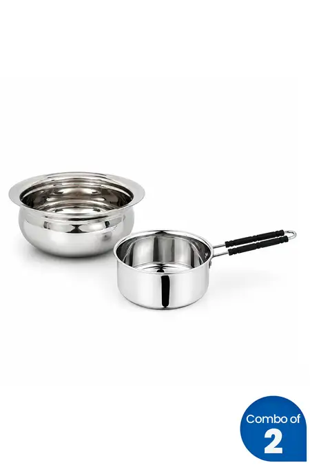 Stainless Steel Sauce Pan & Tope - Combo of 2