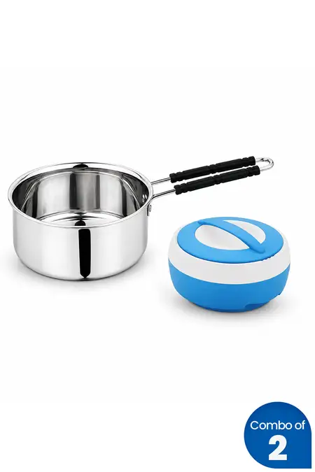Plastic & Stainless Steel Casserole and Sauce Pan - Combo of 2