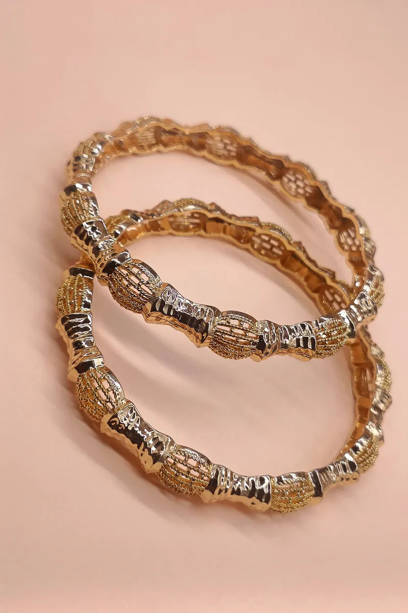 Textured Rose Gold Designer Bangles for Women JWB00001ROSGOL210