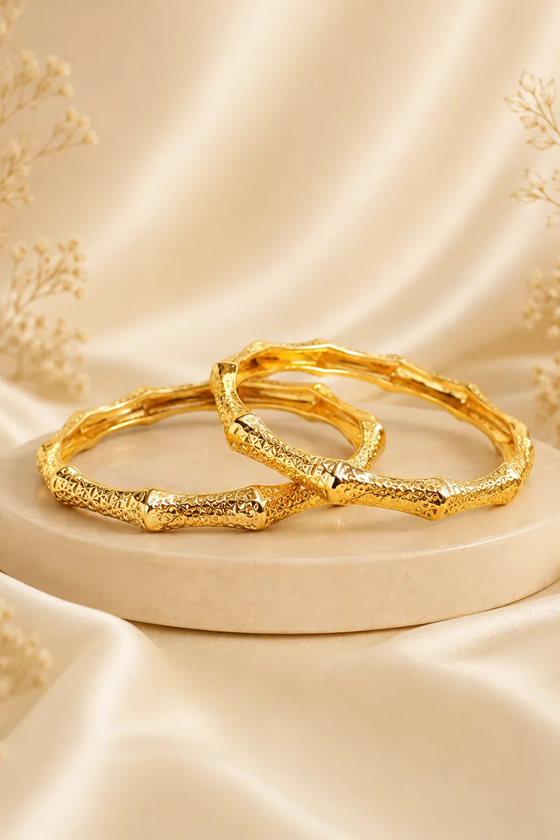 Gold Plated Bamboo Design Bangles for Women JWB00002GOL210