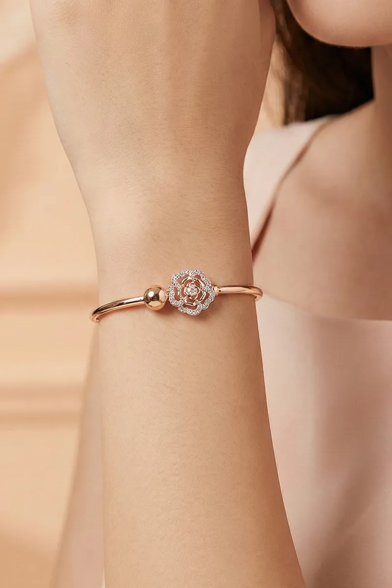 Rose Gold Plated Floral Kada Bracelet for Girls