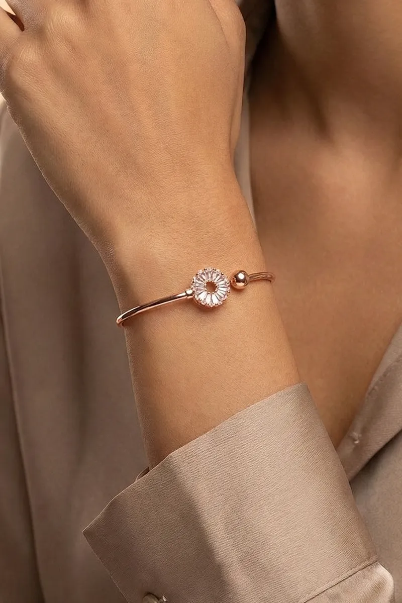 Rose Gold Plated Floral Kada Bracelet for Women & Girls