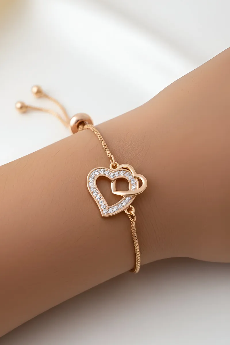 Gold Interlocking Heart Bracelet for Little Girls JWBR000045GOL