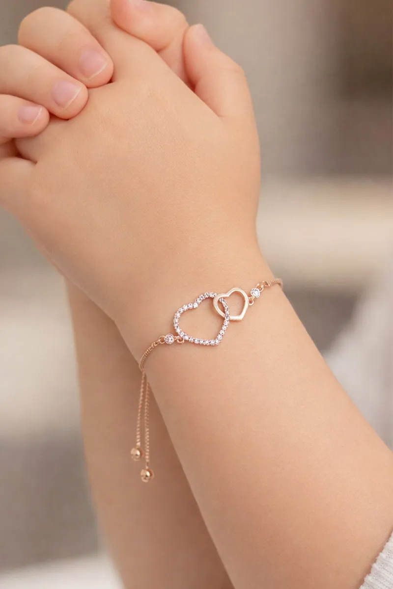 Gold Interlocking Heart Bracelet for Little Girls
