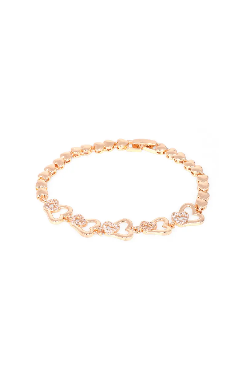 Gold Silver Heart Link Design Bracelet for Women