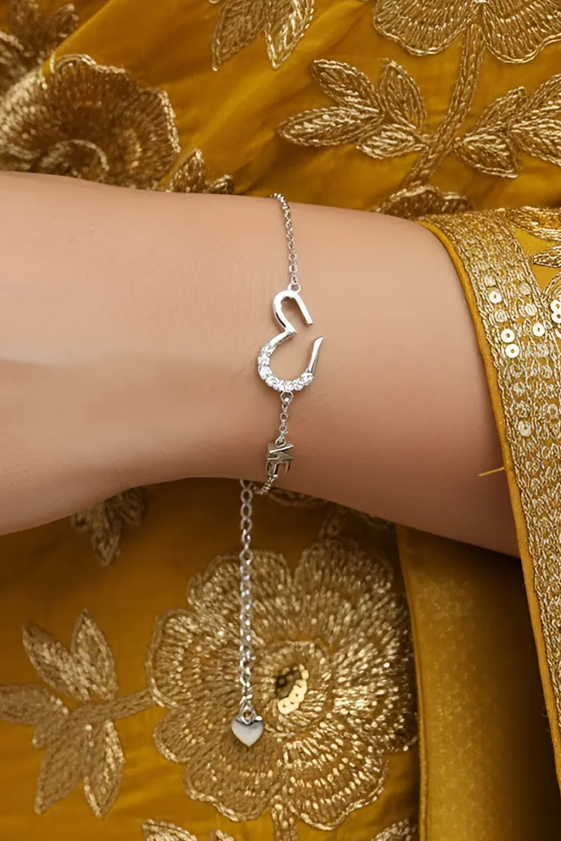Silver Heart Charm Bracelet for Women JWBR000059SIL