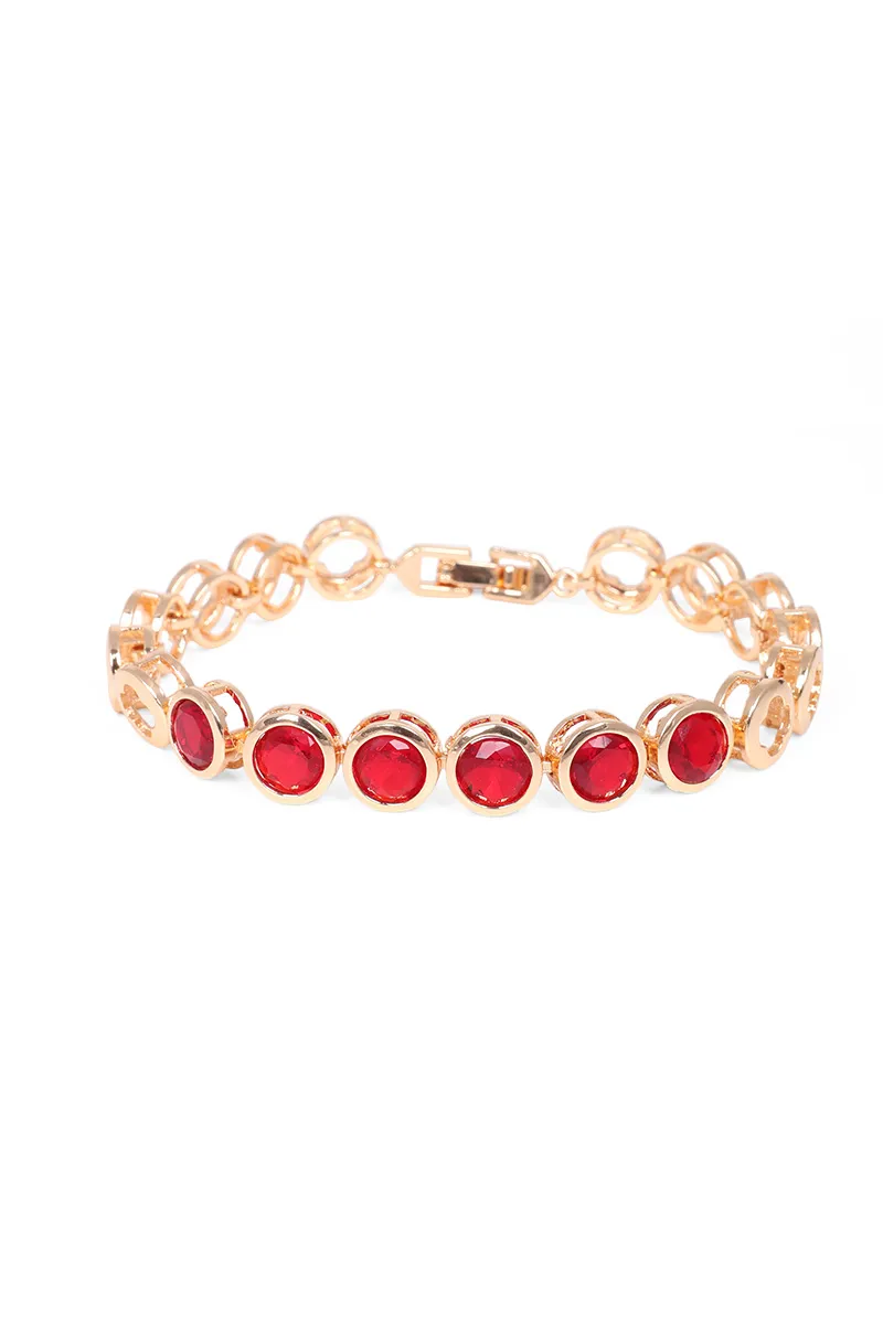 Red Circuler Link Bracelet for Women