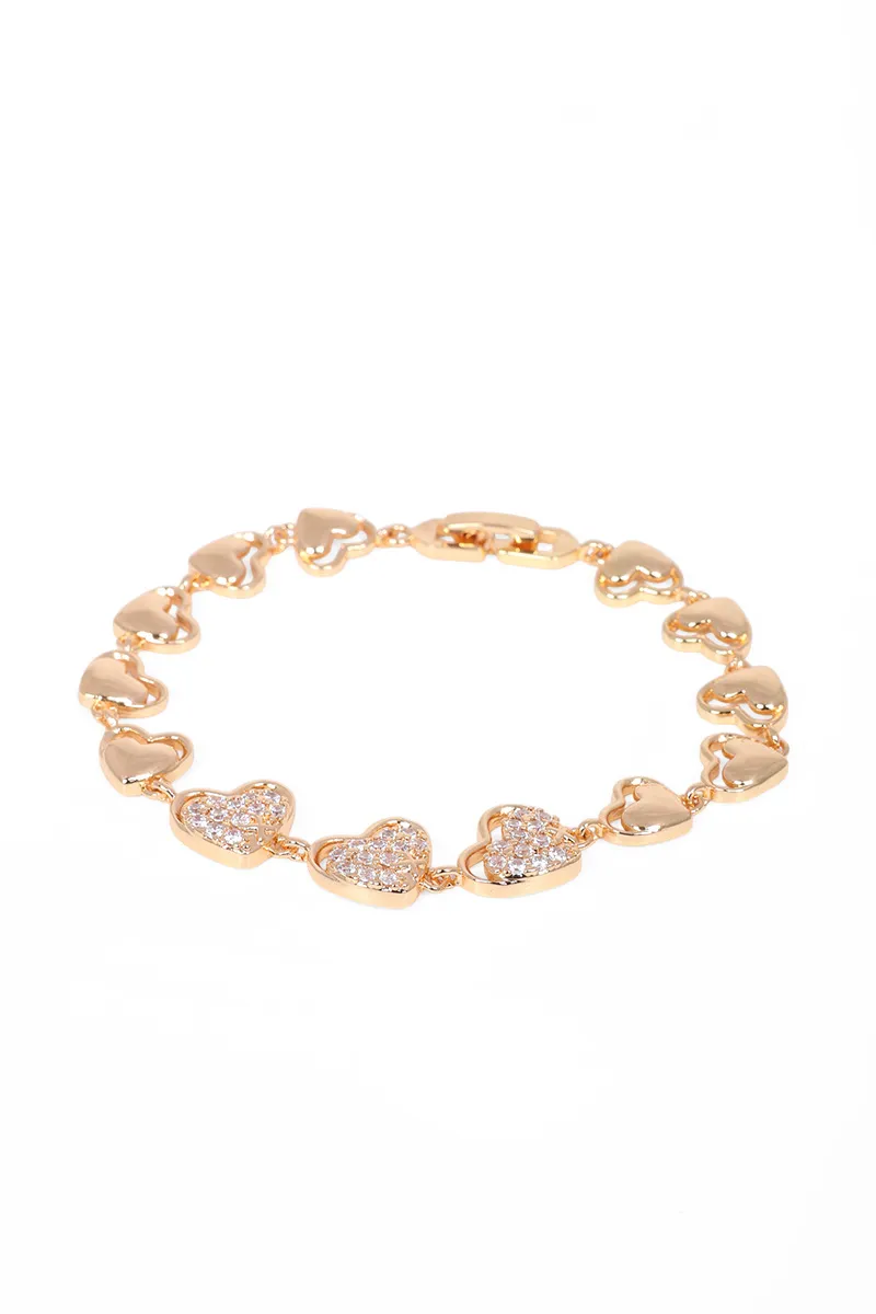 Gold Heart Charms Bracelet for Women JWBR000062GOL