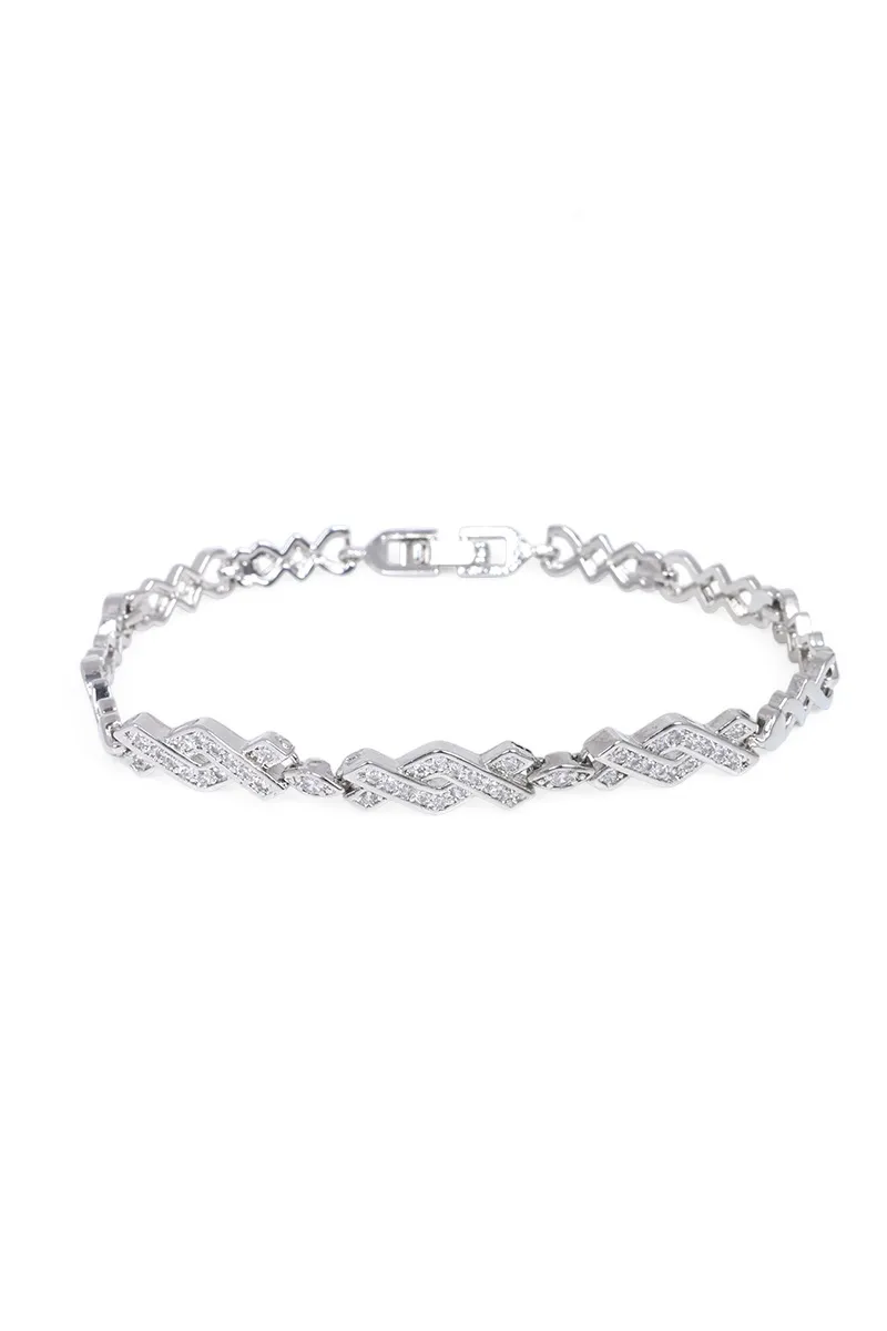Silver Twisted Interlock Bracelet for Women JWBR000064SIL
