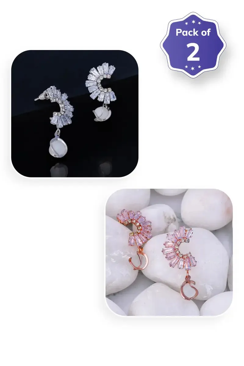 Pearl Drop Earrings for Women & Girls - Pack of 2