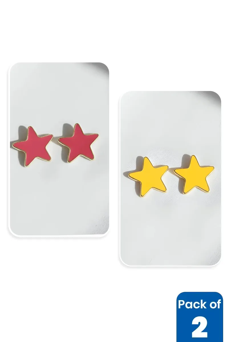 Star Shape Stud Earrings for Girls - Pack of 2