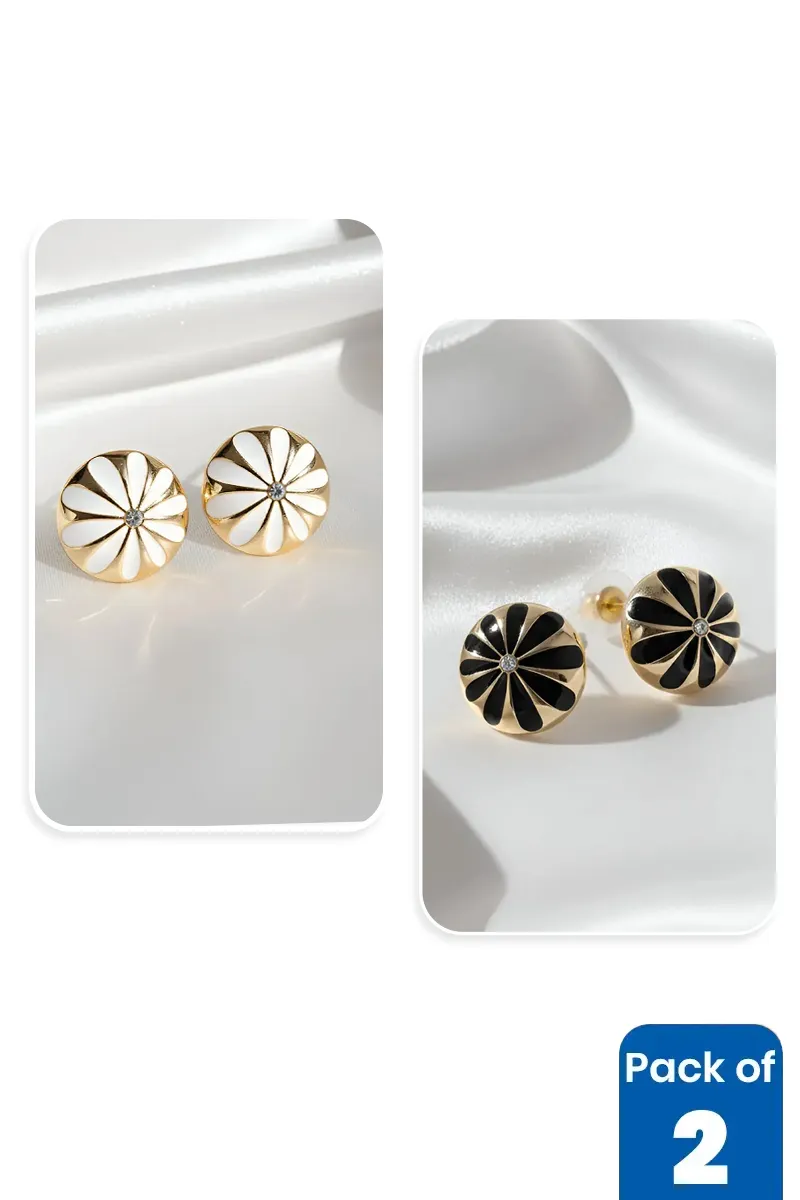 Flower Shape Stud Earrings for Girls - Pack of 2