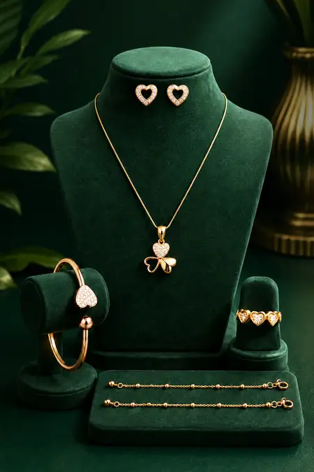 Women's Fashion Jewellery Combo - Pack of 5 (Necklace, Earring, Bracelet, Ring & Anklets)