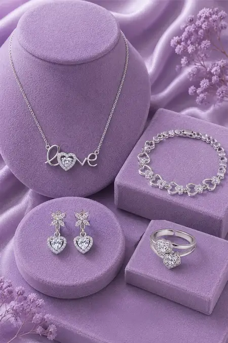 Women's Fashion Jewellery Combo - Pack of 4 (Necklace, Bracelet, Earrings & Ring)