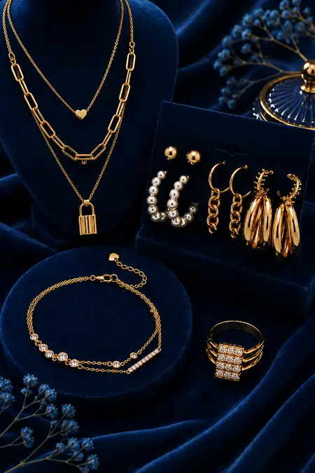 Women's Fashion Jewellery Combo - Pack of 4 (Necklace, Bracelet, Earrings & Ring)
