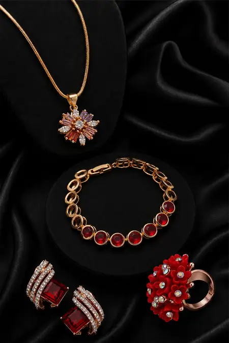 Women's Fashion Jewellery Combo - Pack of 4 (Necklace, Earrings, Ring & Bracelets)