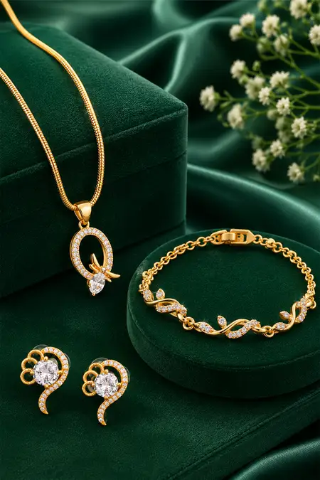 Women's Fashion Jewellery Combo - Pack of 3 (Necklace, Bracelet & Earrings)