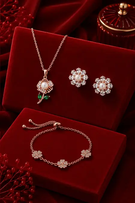 Women's Fashion Jewellery Combo - Pack of 3 (Necklace, Earrings & Bracelet)