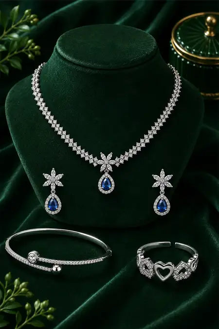 Women's Festive Jewellery Combo - Pack of 3 (Necklace Set, Bracelet & Ring)
