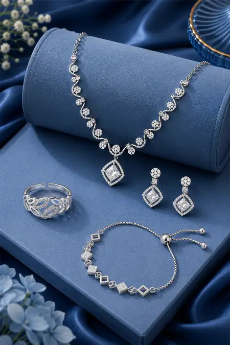 Women's Festive Jewellery Combo - Pack of 3 (Necklace Set, Bracelet & Ring)