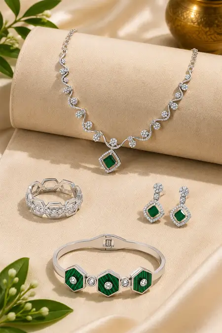 Women's Festive Jewellery Combo - Pack of 3 (Necklace Set, Ring & Bracelet)